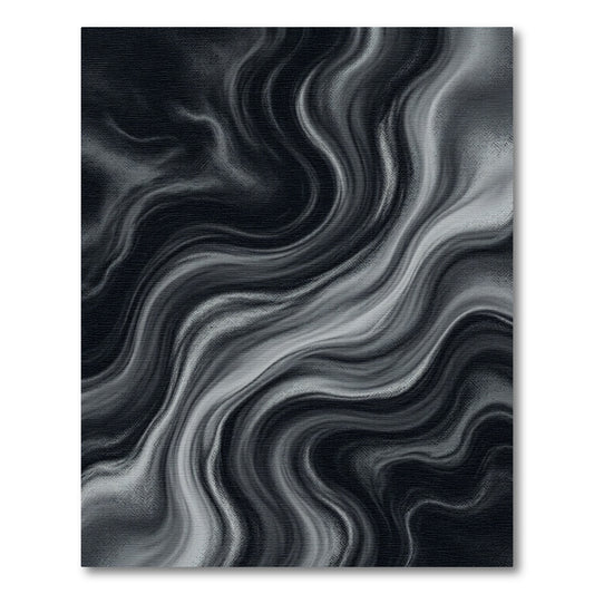 Dark Gray Fluid Swirl Abstract Rug