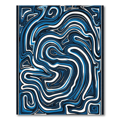 Abstract Blue Swirl Marble Rug