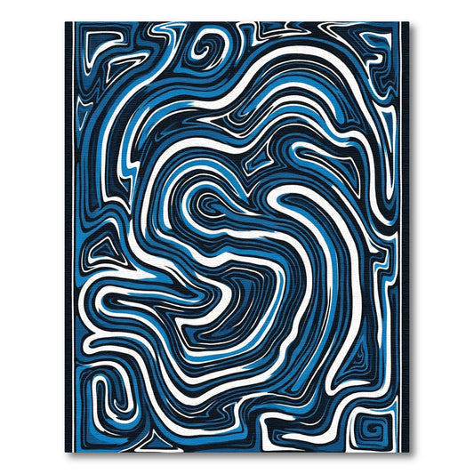 Abstract Blue Swirl Marble Rug