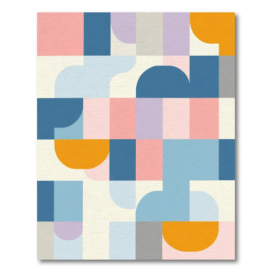 Pastel Geometric Abstract Block Rug