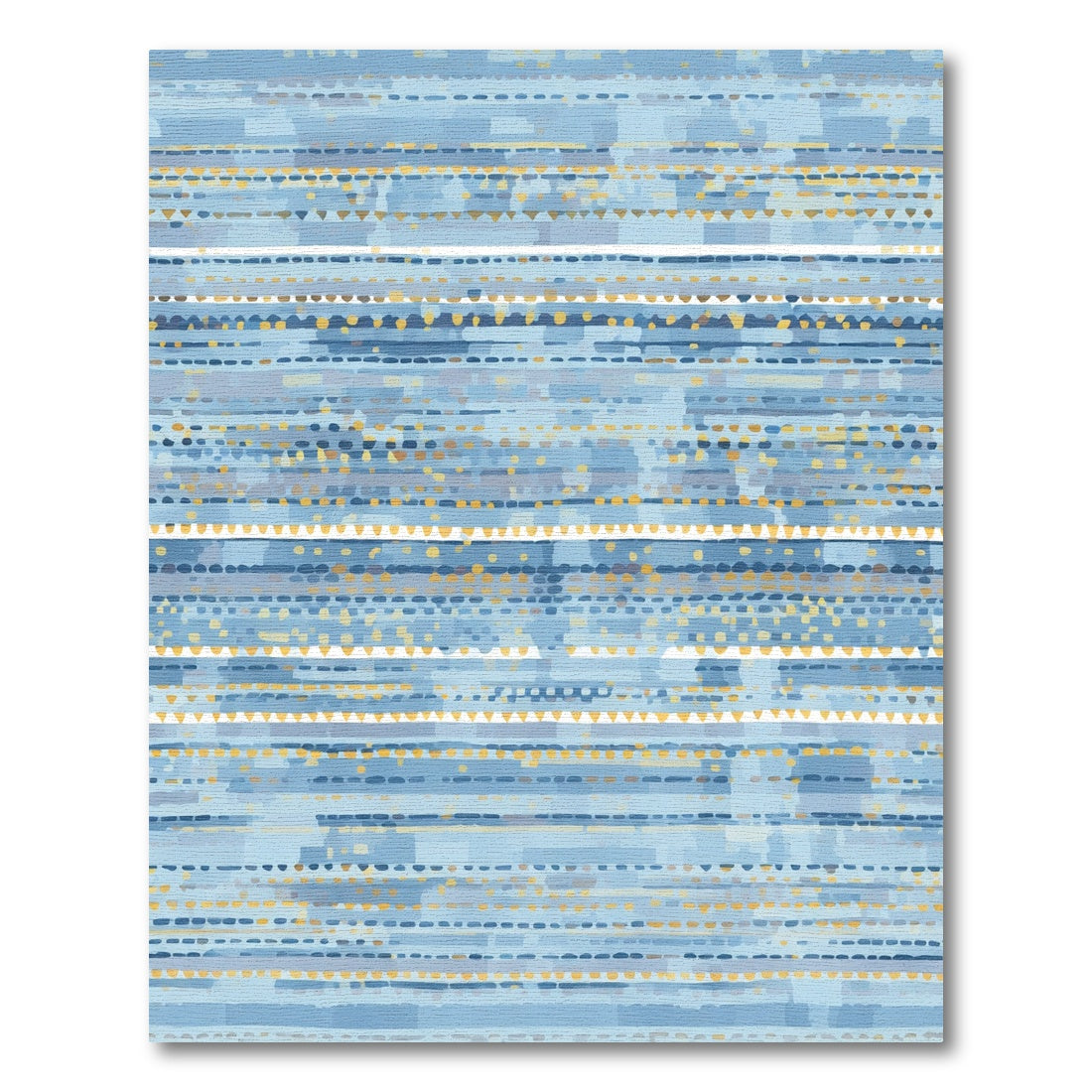 Coastal Blue Stripe Folk Art Rug