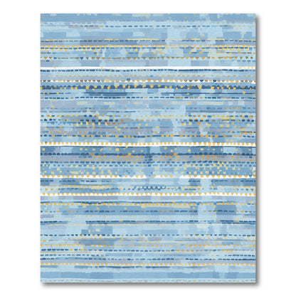 Coastal Blue Stripe Folk Art Rug