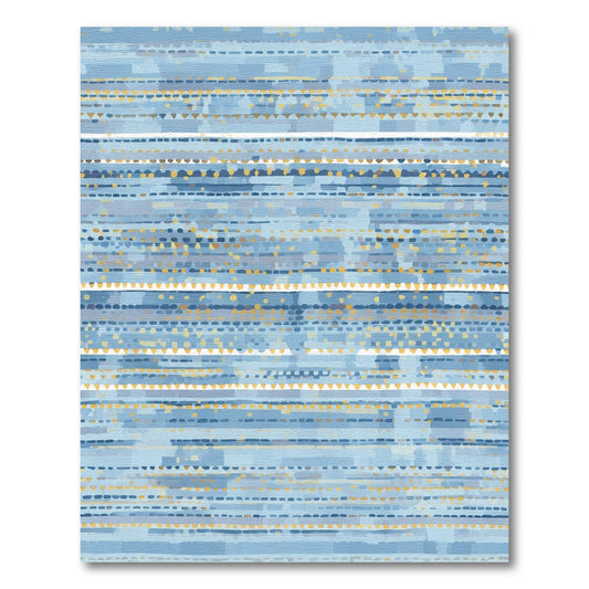 Coastal Blue Stripe Folk Art Rug