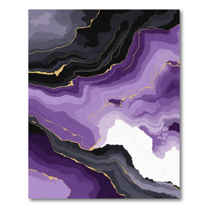 Amethyst Geode Abstract Gold Veins Rug