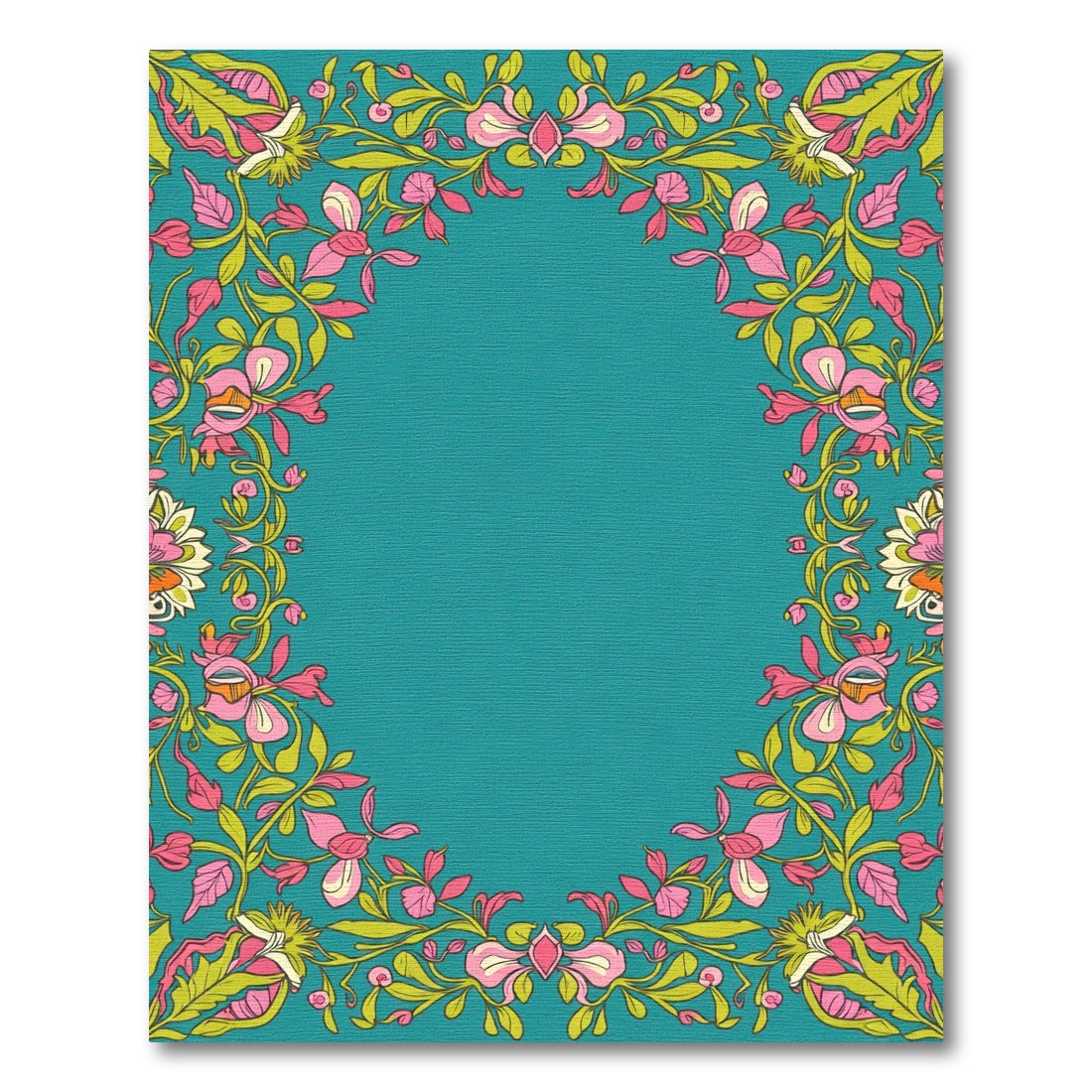 Vibrant Teal Floral Garland Rug