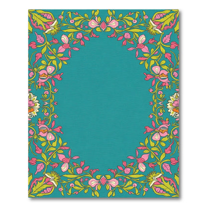 Vibrant Teal Floral Garland Rug