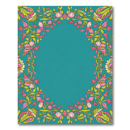 Vibrant Teal Floral Garland Rug