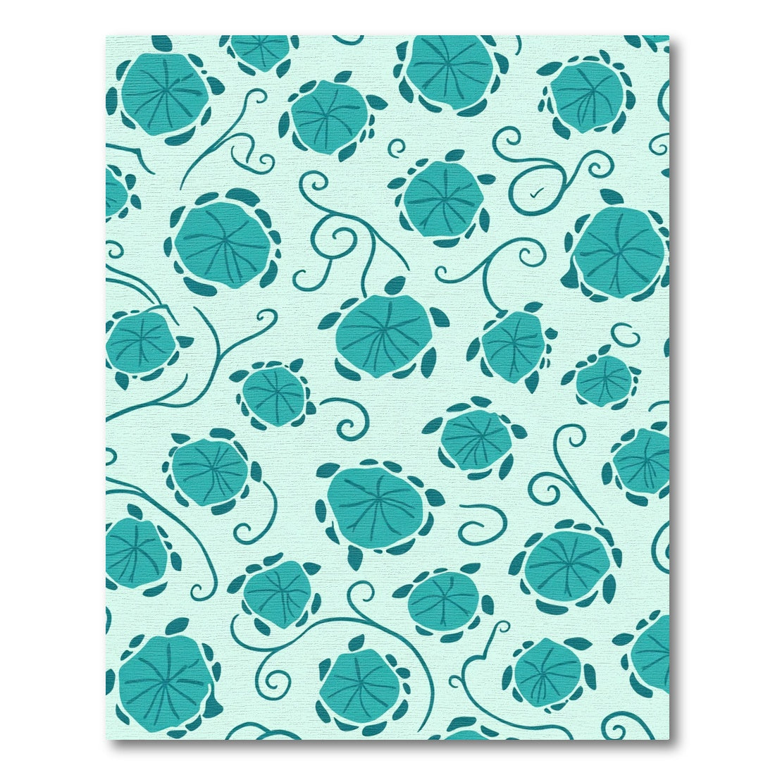 Teal Turtle Botanical Swirl Rug