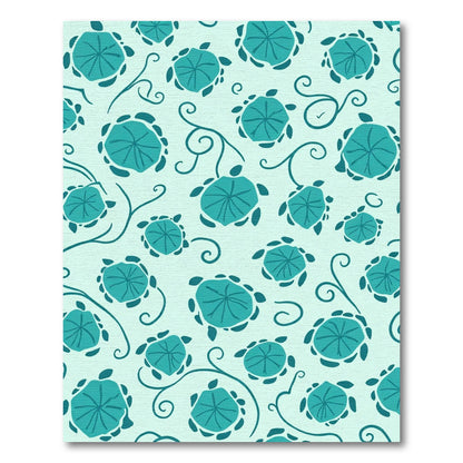 Teal Turtle Botanical Swirl Rug
