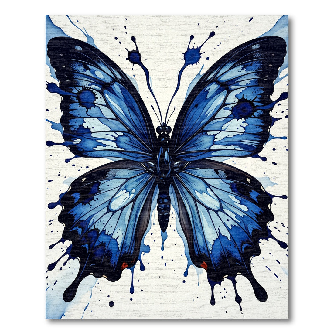 Vibrant Blue Splatter Butterfly Rug