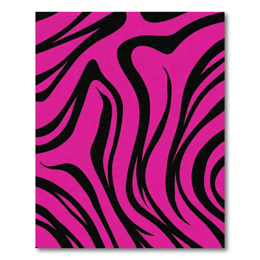 Hot Pink Black Zebra Waves Rug