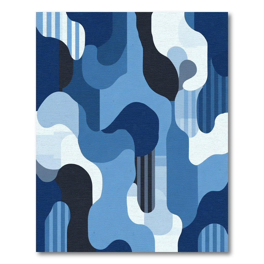 Deep Blue Abstract Organic Shapes Rug