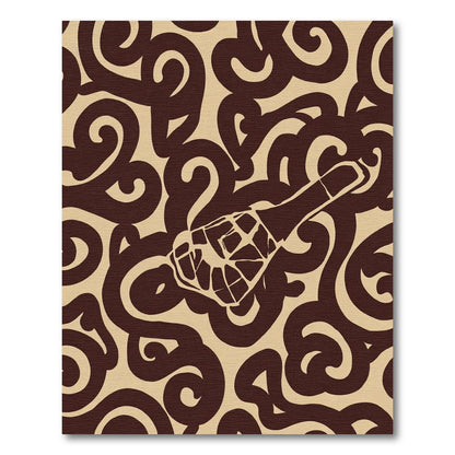 Brown Swirls with Outline Cork Bottle Rug