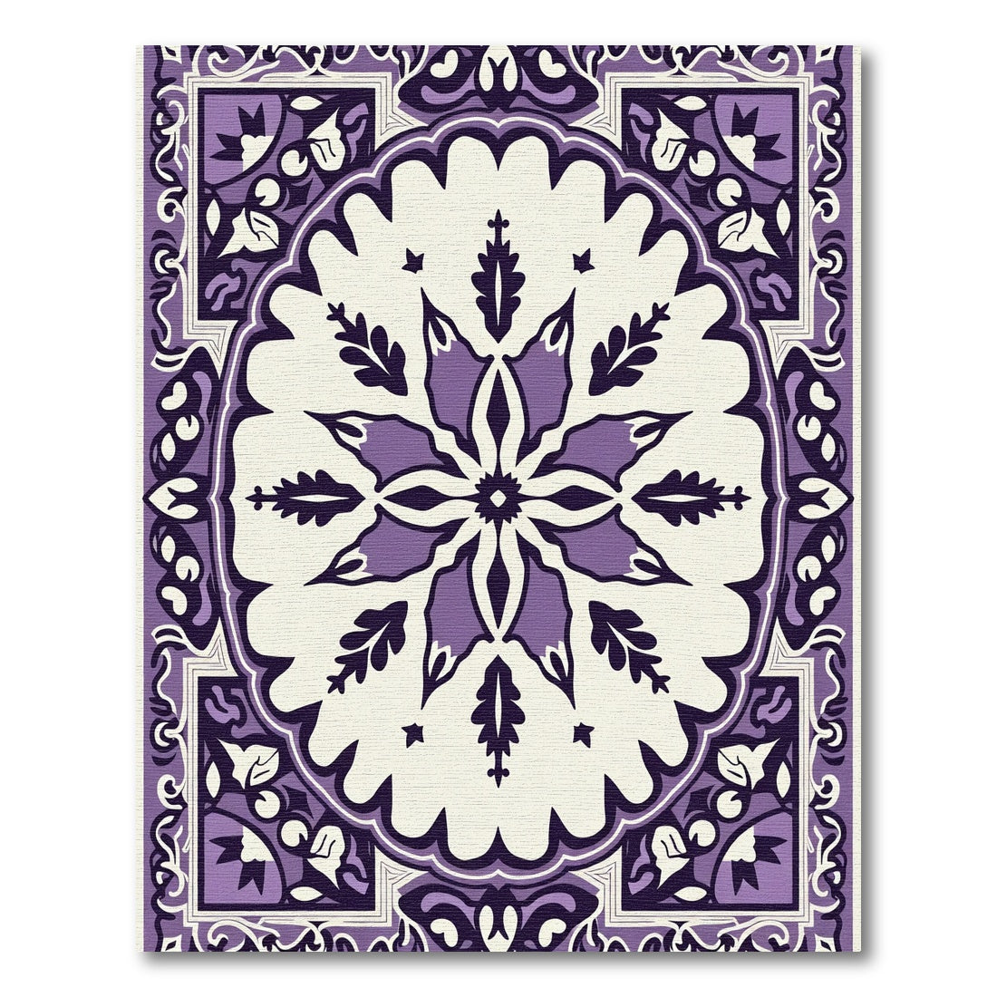 Ornate Purple Floral Medallion Rug