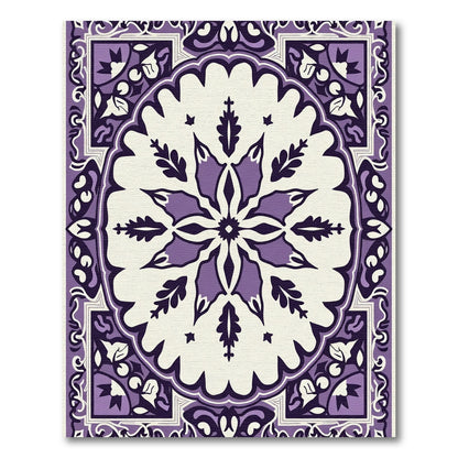 Ornate Purple Floral Medallion Rug