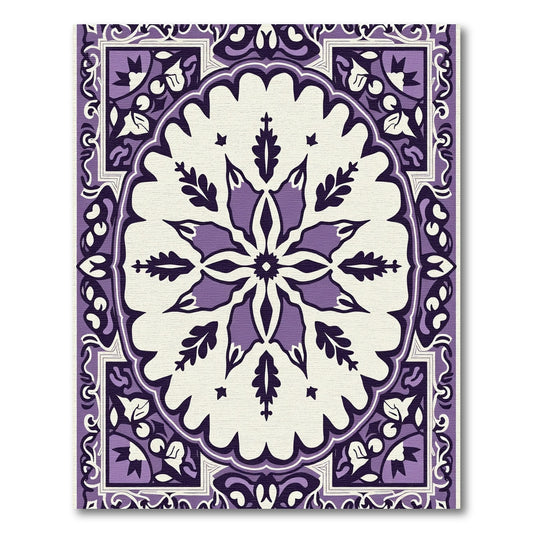 Ornate Purple Floral Medallion Rug