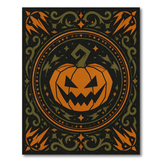Orange Pumpkin Jack-o'-Lantern Area Rug