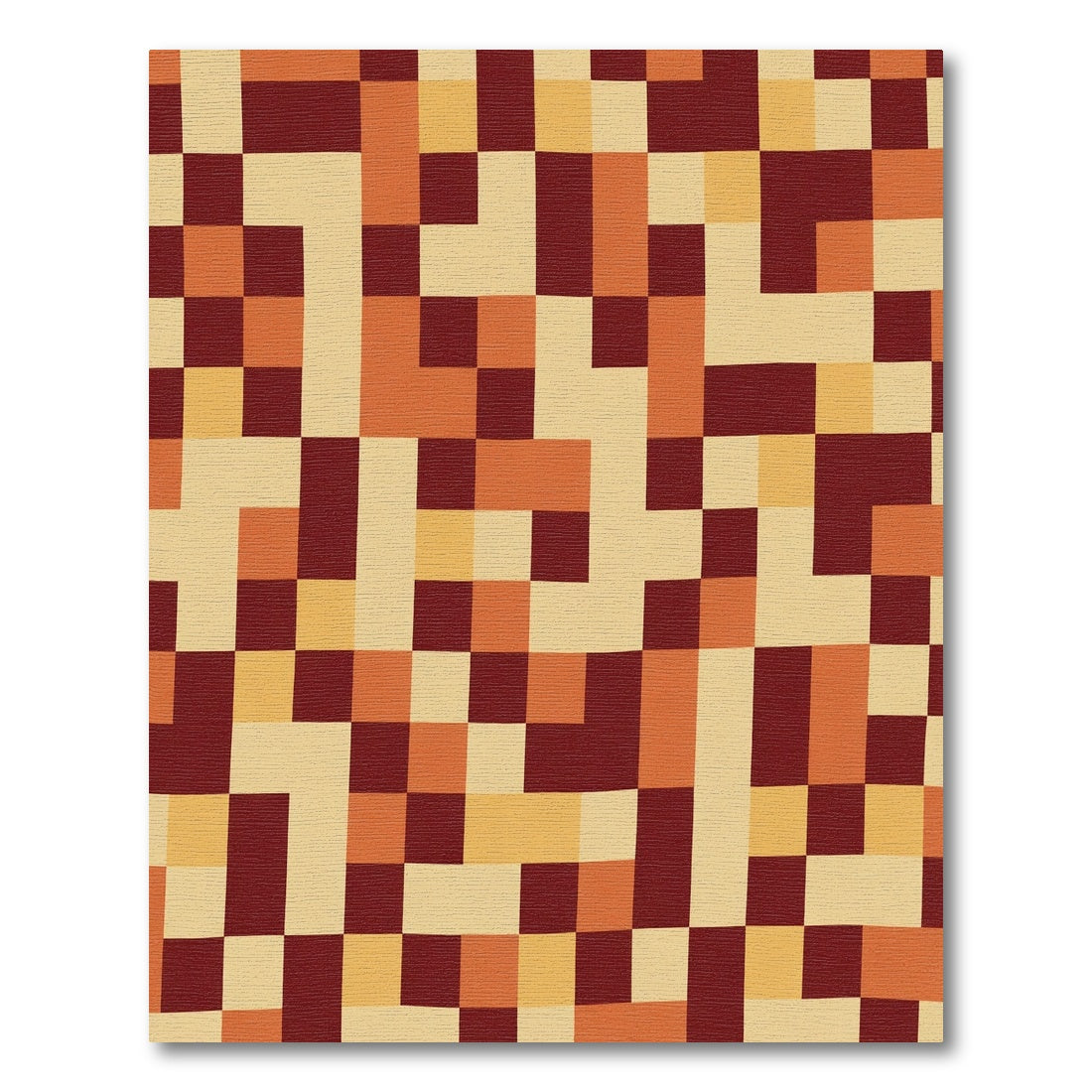 Retro Geometric Square Mosaic Rug