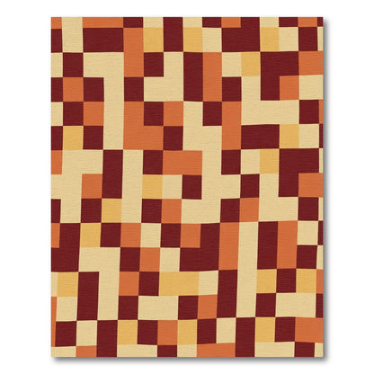 Retro Geometric Square Mosaic Rug