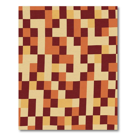 Retro Geometric Square Mosaic Rug