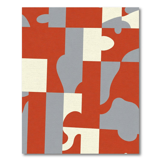 Crimson Geometric Abstract Composition Rug