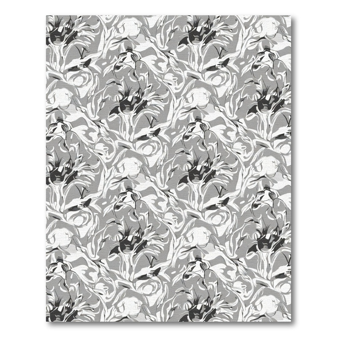 Monochrome Abstract Floral Swirl Rug
