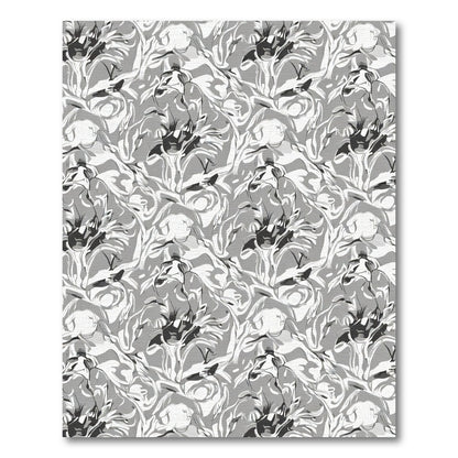 Monochrome Abstract Floral Swirl Rug