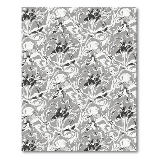 Monochrome Abstract Floral Swirl Rug