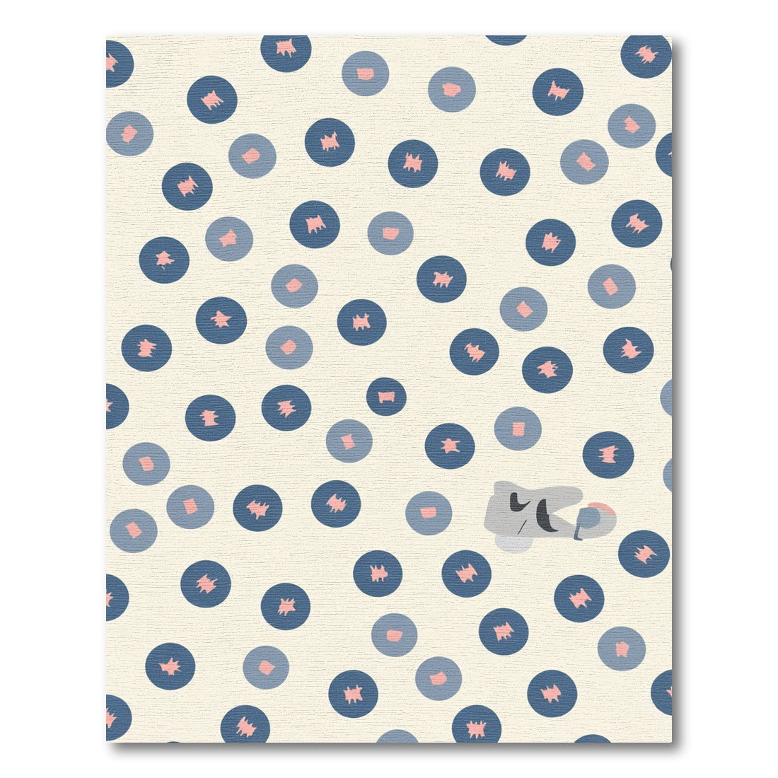 Navy Blue Pink Teal Circles Composition Rug