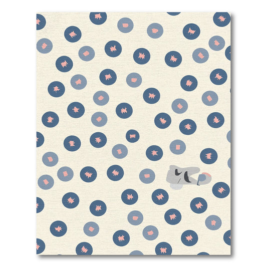Navy Blue Pink Teal Circles Composition Rug