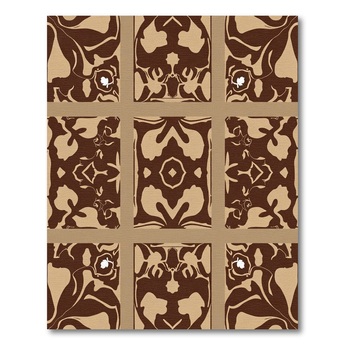 Brown Beige Organic Swirls Medallion Rug