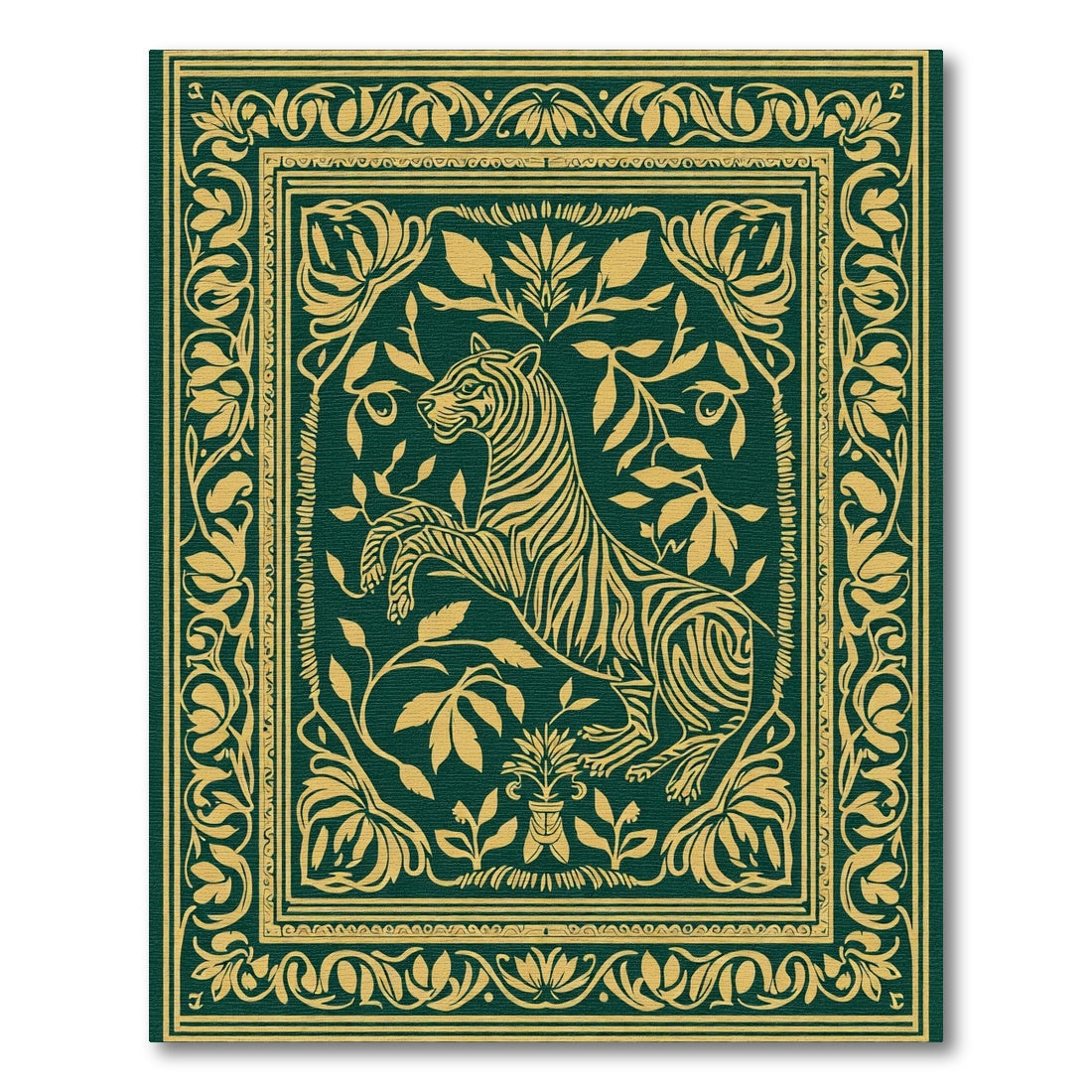 Emerald Gold Tiger Botanical Garden Rug