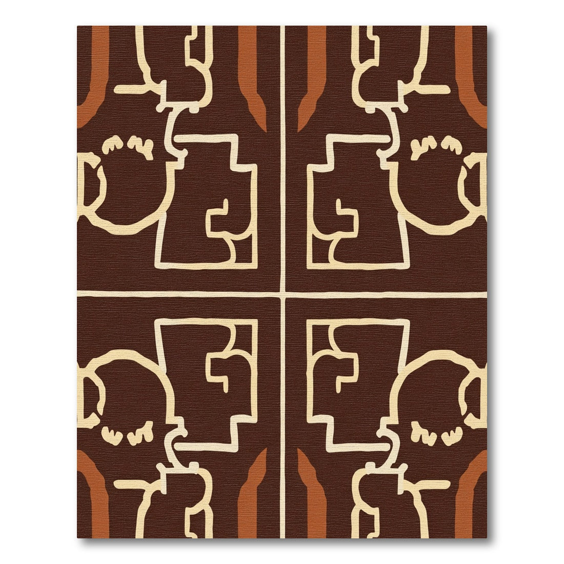 Dark Chocolate Tribal Face Squares Rug