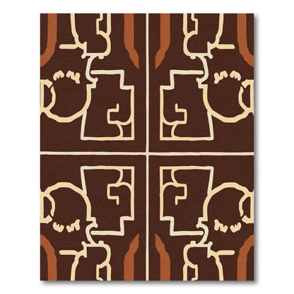 Dark Chocolate Tribal Face Squares Rug