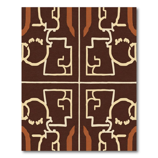 Dark Chocolate Tribal Face Squares Rug