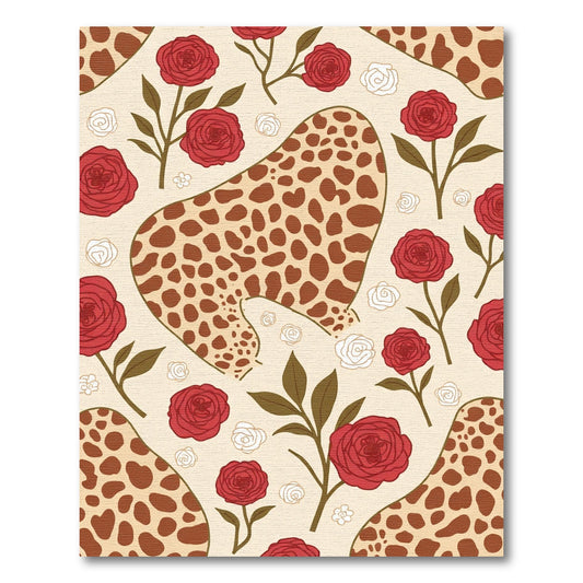 Red Rose Giraffe Spots Rug