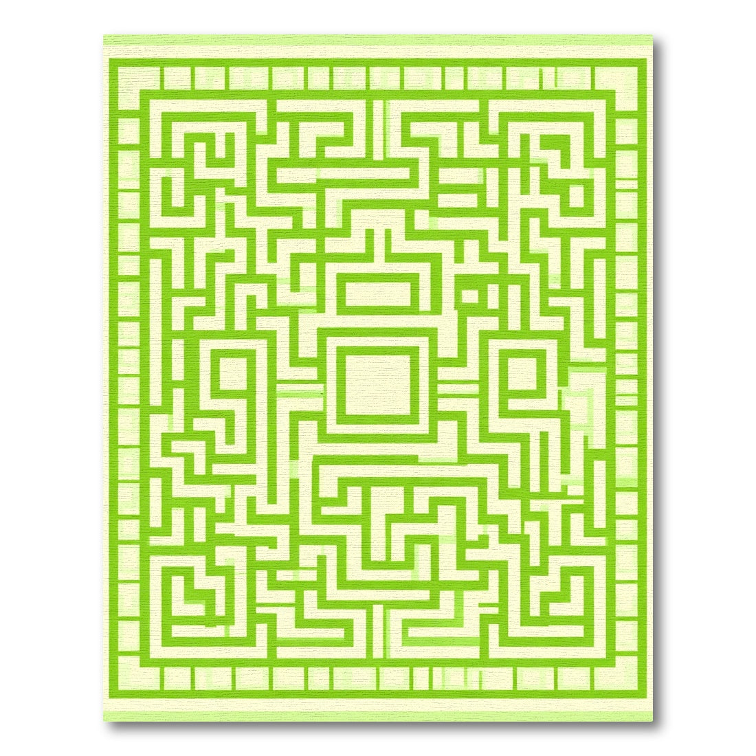 Vibrant Lime Maze Square Rug