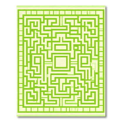 Vibrant Lime Maze Square Rug
