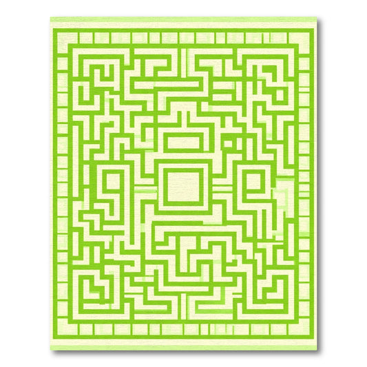 Vibrant Lime Maze Square Rug