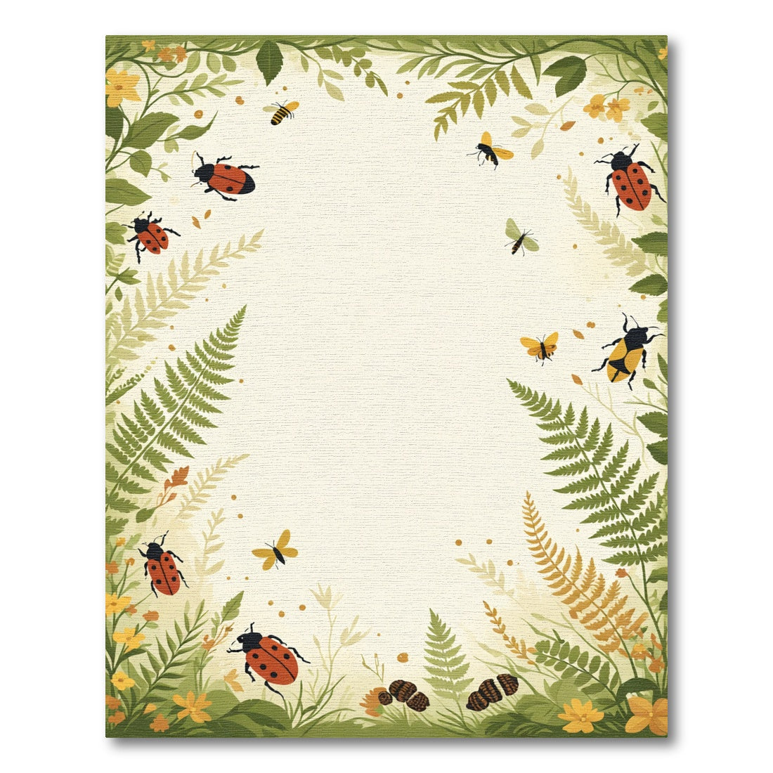 Whimsical Garden Ladybugs Butterflies Ferns Rug