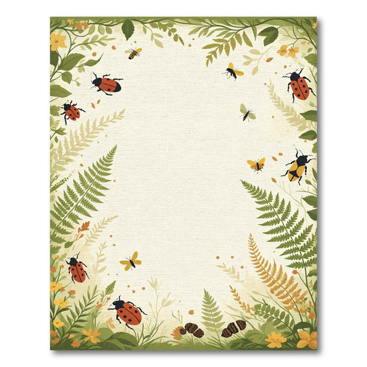 Whimsical Garden Ladybugs Butterflies Ferns Rug