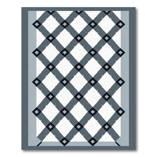 Modern Slate Diamond Lattice Rug
