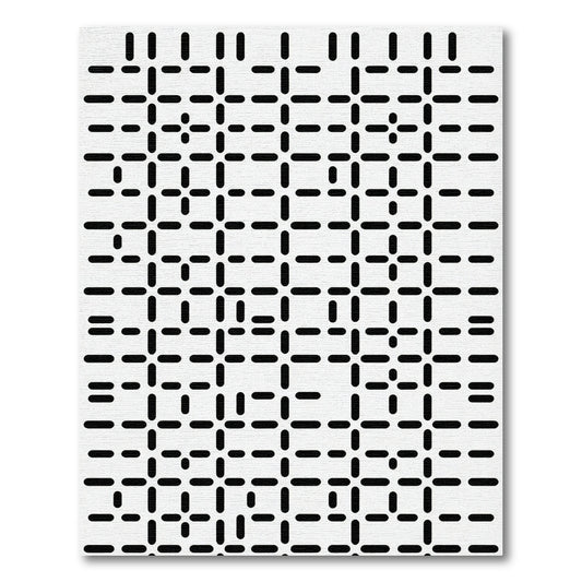 Modern Black White Grid Forms Rug