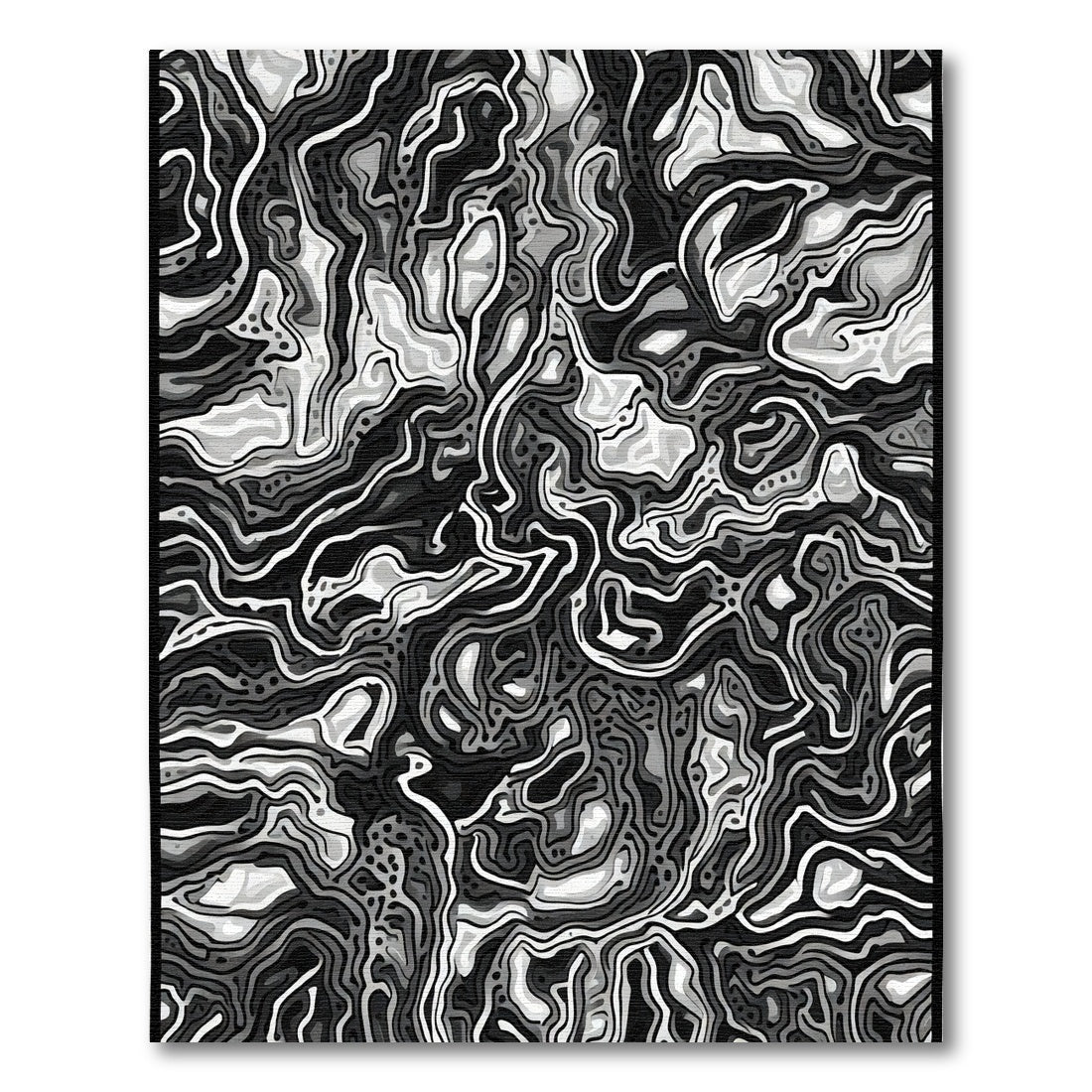 Monochromatic Organic Contour Lines Rug