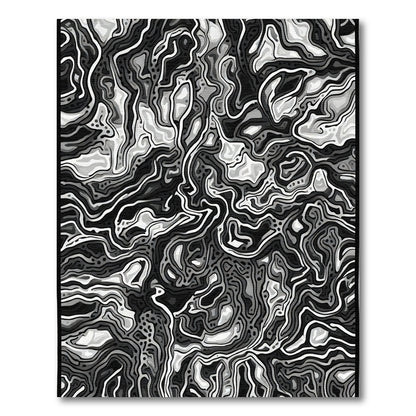 Monochromatic Organic Contour Lines Rug