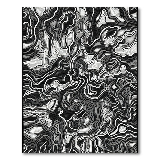 Monochromatic Organic Contour Lines Rug