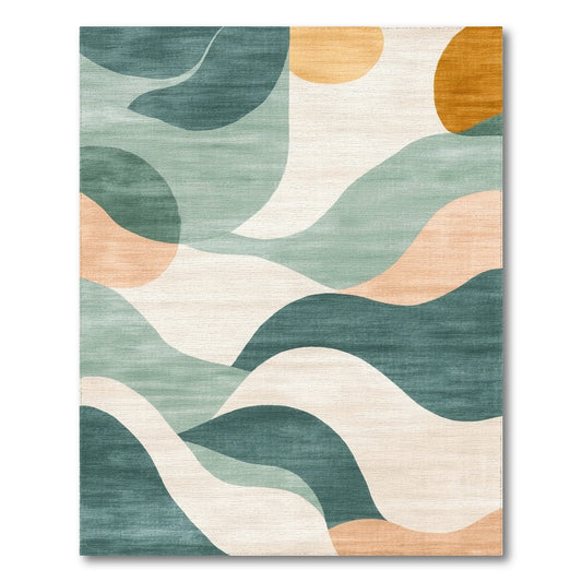 Blue Teal Abstract Wave Area Rug
