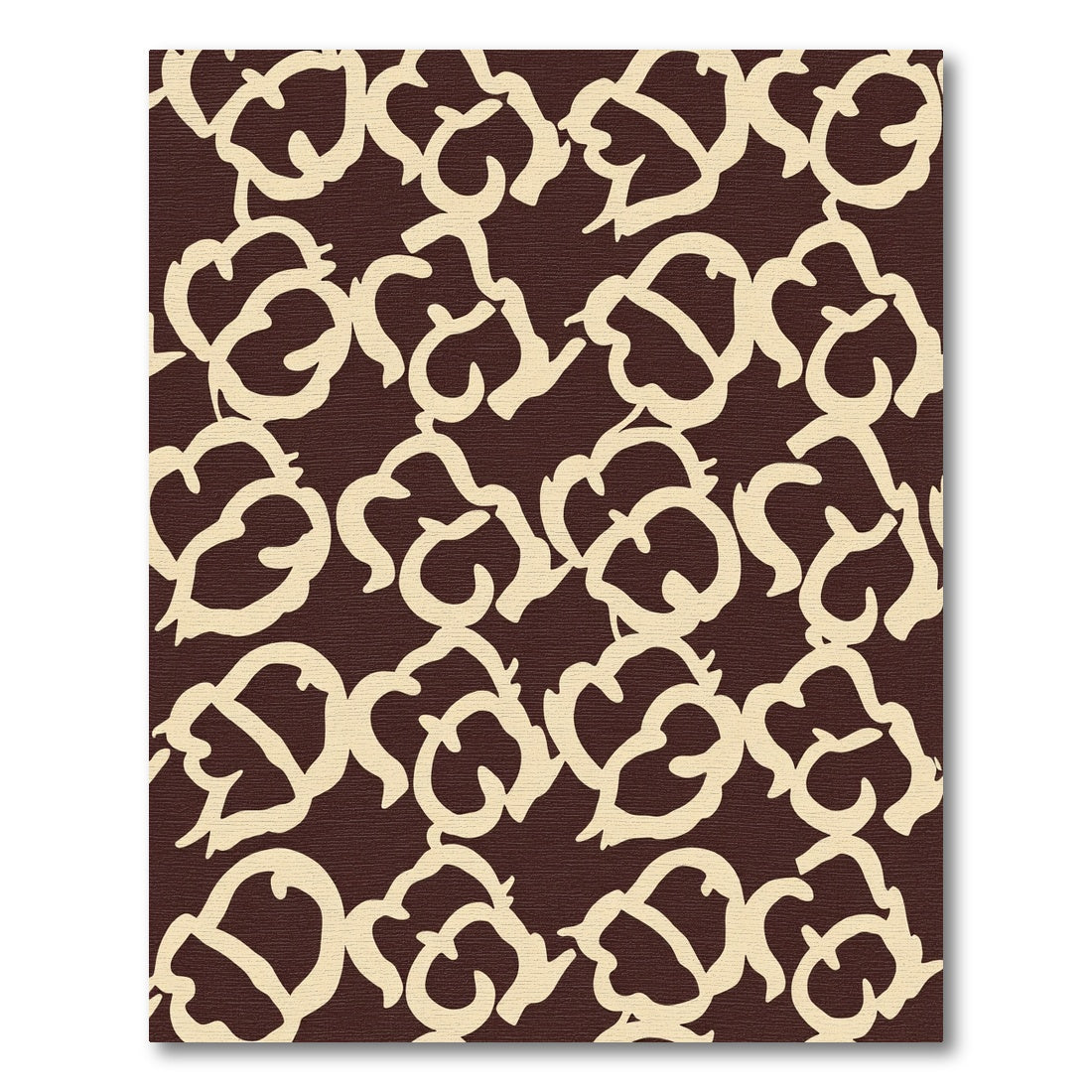 Vanilla Scrolling Floral Brown Rug