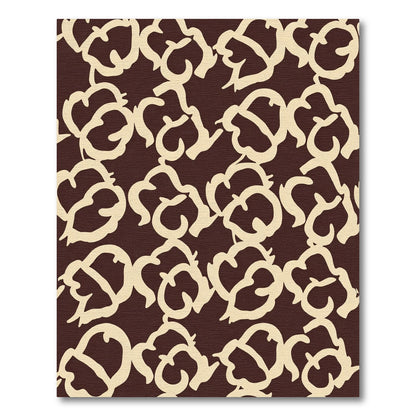Vanilla Scrolling Floral Brown Rug
