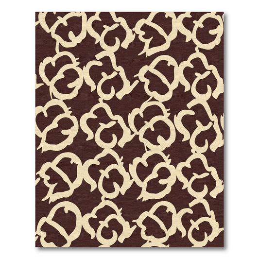 Vanilla Scrolling Floral Brown Rug